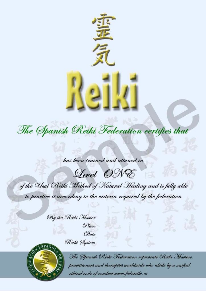 Official Federation Reiki certificates